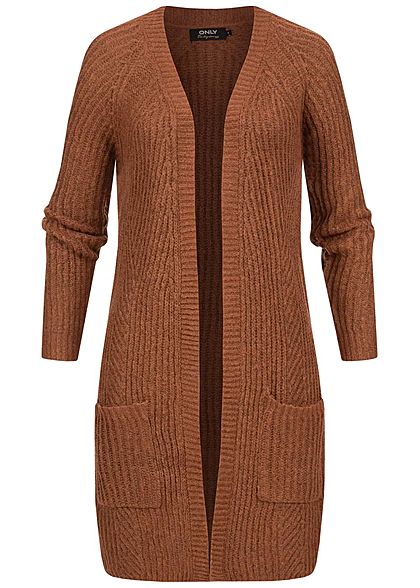 ONLY Damen NOOS Grobstrick Cardigan 2-Pockets rustic braun
