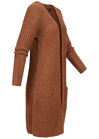 ONLY Damen NOOS Grobstrick Cardigan 2-Pockets rustic braun
