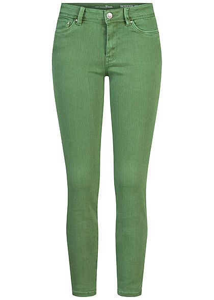 Tom Tailor Damen Ankle Skinny Jeans Hose Push-Up Effekt 5-Pockets vintage grün
