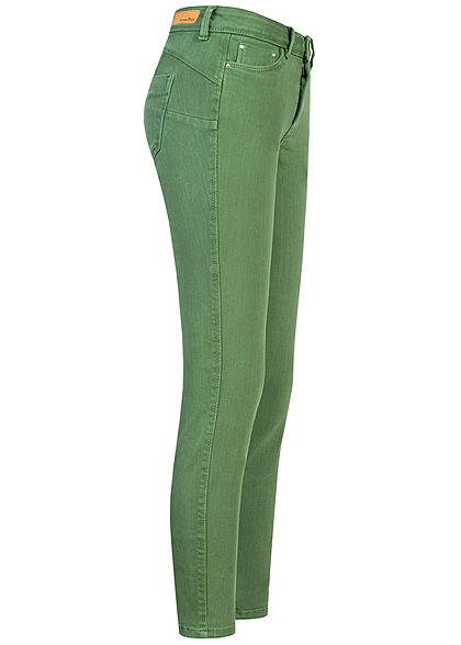 Tom Tailor Damen Ankle Skinny Jeans Hose Push-Up Effekt 5-Pockets vintage grün