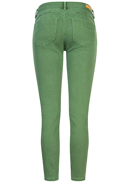 Tom Tailor Damen Ankle Skinny Jeans Hose Push-Up Effekt 5-Pockets vintage grün