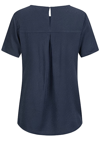 Tom Tailor Damen Oversized Struktur Blusen Shirt Vokuhila real navy blau
