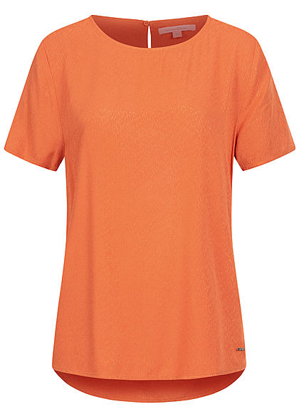 Tom Tailor Damen Oversized Struktur Blusen Shirt Vokuhila burnt coral orange