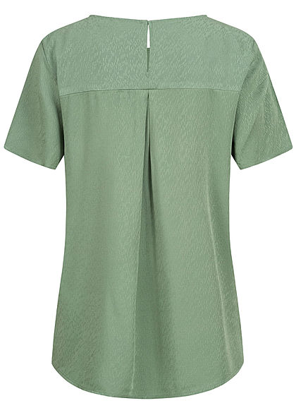 Tom Tailor Damen Oversized Struktur Blusen Shirt Vokuhila vintage grün