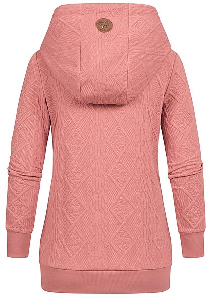 Hailys Damen Struktur Hoodie überlappende Kapuze 2-Pockets dusty dunkel rosa