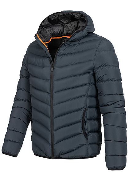 Brave Soul Heren Gewatteerde winterjas met kap en 2 zakken marineblauw