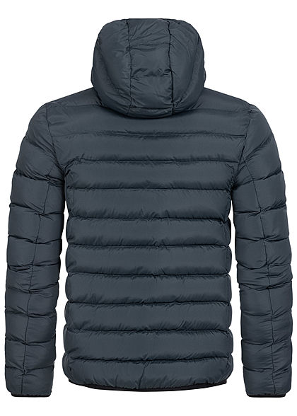 Brave Soul Heren Gewatteerde winterjas met kap en 2 zakken marineblauw