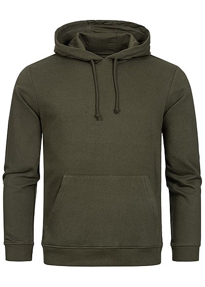 Brave Soul Herren Basic Hoodie Kapuze Kängurutasche Tunnelzug medium khaki