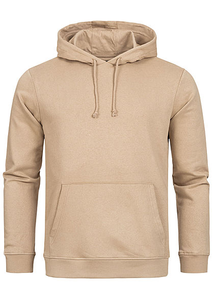 Brave Soul Herren Basic Hoodie Kapuze Kängurutasche Tunnelzug stone beige