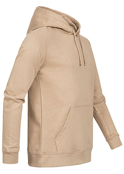 Brave Soul Herren Basic Hoodie Kapuze Kängurutasche Tunnelzug stone beige