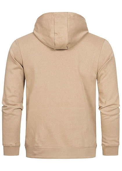Brave Soul Herren Basic Hoodie Kapuze Kängurutasche Tunnelzug stone beige