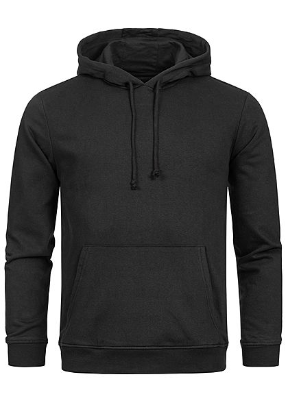 Brave Soul Herren Basic Hoodie Kapuze Kängurutasche Tunnelzug schwarz