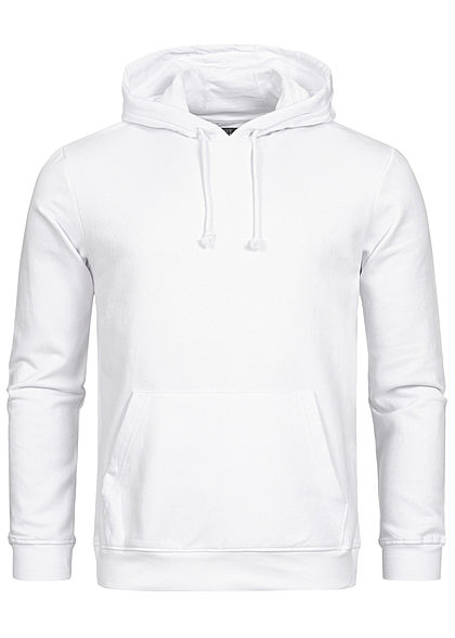 Brave Soul Herren Basic Hoodie Kapuze Kängurutasche Tunnelzug optic weiss