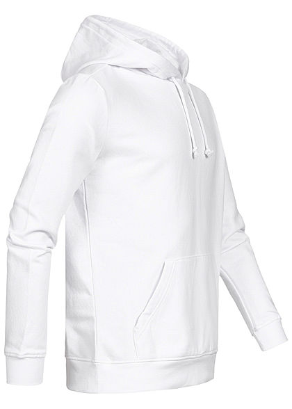 Brave Soul Herren Basic Hoodie Kapuze Kängurutasche Tunnelzug optic weiss