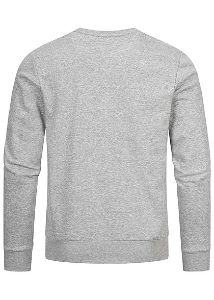Brave Soul Herren Basic Sweater Pullover breite Rippbündchen hell grau navy