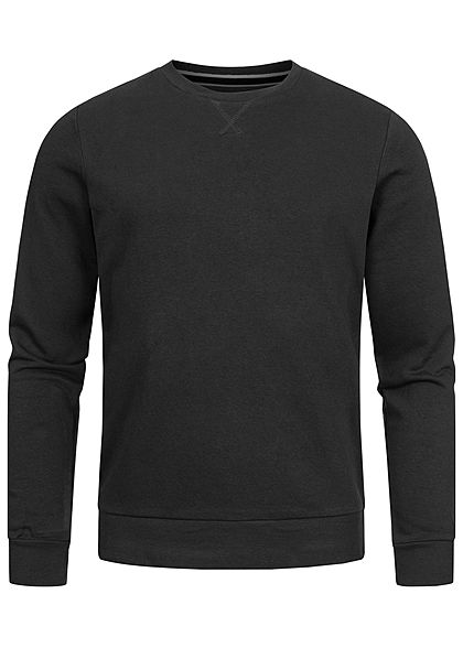 Brave Soul Herren Basic Sweater Pullover breite Rippbündchen schwarz grau - Art.-Nr.: 20094404