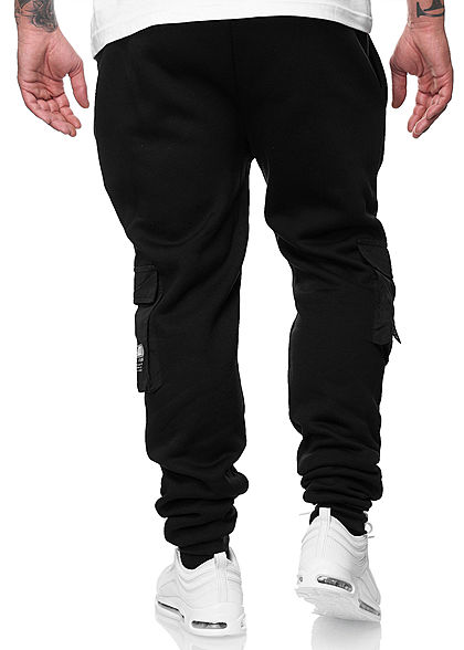 Brave Soul Herren Cargo Sweat Pants Jogginghose 4-Pockets schwarz