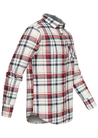 Brave Soul Herren Flanellhemd Karo Muster 2 Brusttaschen ecru beige navy blau rot