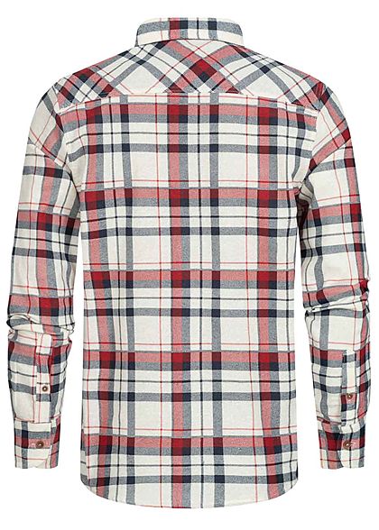 Brave Soul Herren Flanellhemd Karo Muster 2 Brusttaschen ecru beige navy blau rot
