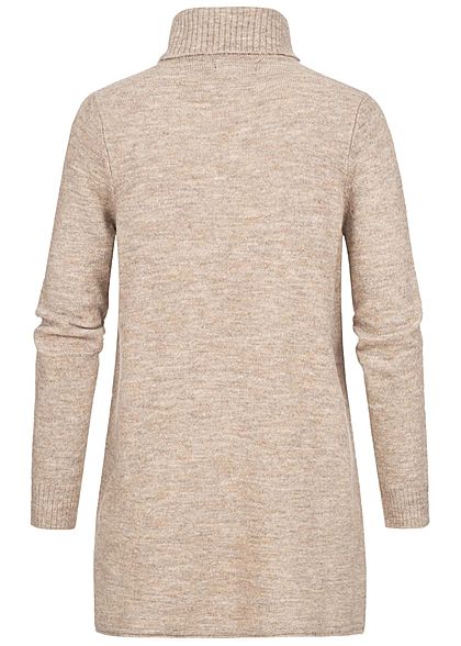 ONLY Damen Rollkragen Strickpullover Vokuhila toasted coconut beige