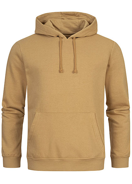 Brave Soul Herren Basic Hoodie Kapuze Kängurutasche Tunnelzug tan khaki