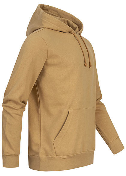 Brave Soul Herren Basic Hoodie Kapuze Kängurutasche Tunnelzug tan khaki