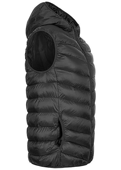 Brave Soul Herren Steppweste Kapuze 2-Pockets schwarz