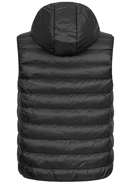 Brave Soul Herren Steppweste Kapuze 2-Pockets schwarz