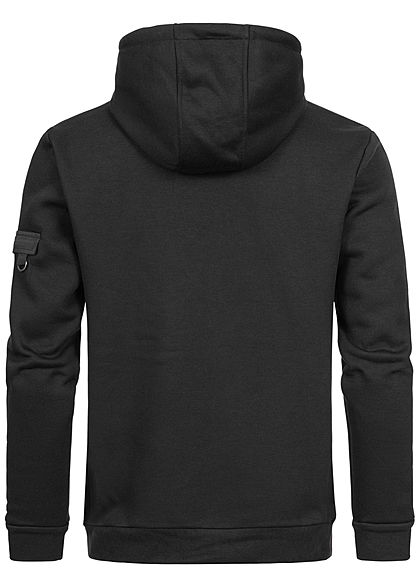 Brave Soul Herren Sweat Hoodie mit Brusttasche Kapuze & Tunnelzug schwarz
