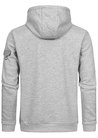 Brave Soul Herren Sweat Hoodie mit Brusttasche Kapuze & Tunnelzug hell grau melange