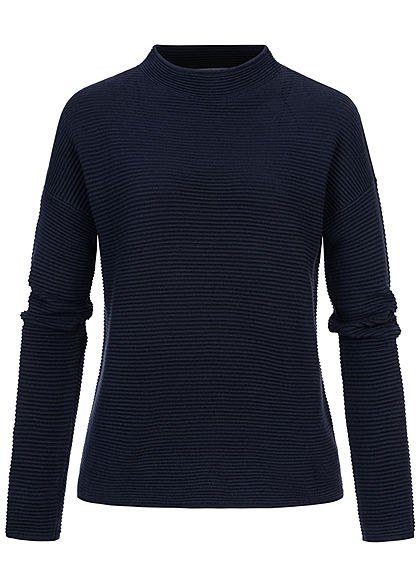 Tom Tailor Damen High-Neck Ottoman Struktur Sweater Strickpullover sky capt. blau - Art.-Nr.: 20094517