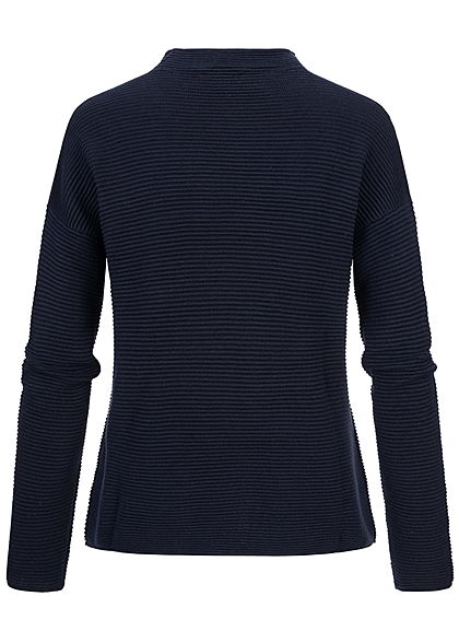 Tom Tailor Damen High-Neck Ottoman Struktur Sweater Strickpullover sky capt. blau