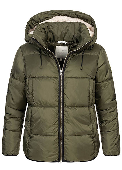 Tom Tailor Damen Winter Steppjacke Kapuze 2-Pockets deep oliv grün