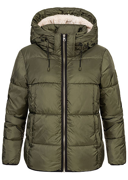 Tom Tailor Damen Winter Steppjacke Kapuze 2-Pockets deep oliv grün