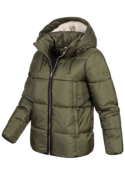 Tom Tailor Damen Winter Steppjacke Kapuze 2-Pockets deep oliv grün