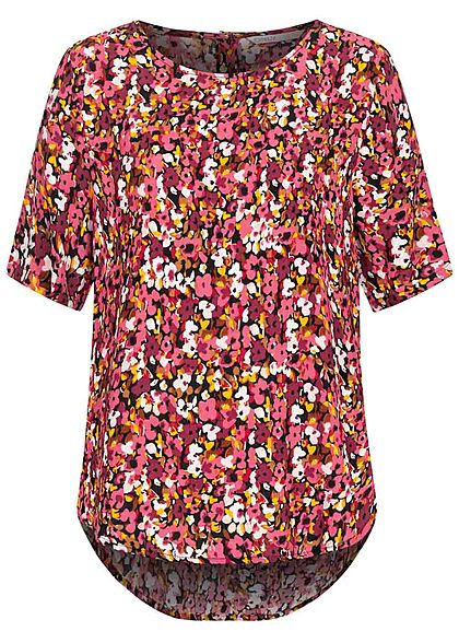 ONLY Damen Krepp Blusen Shirt Floraler Print Vokuhila schwarz rot multicolor - Art.-Nr.: 20104616