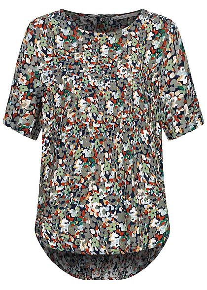 ONLY Damen Krepp Blusen Shirt Floraler Print Vokuhila night sky blau multicolor