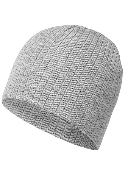 Seventyseven Lifestyle Herren Ribbed Strick Beanie Mütze ash hell grau