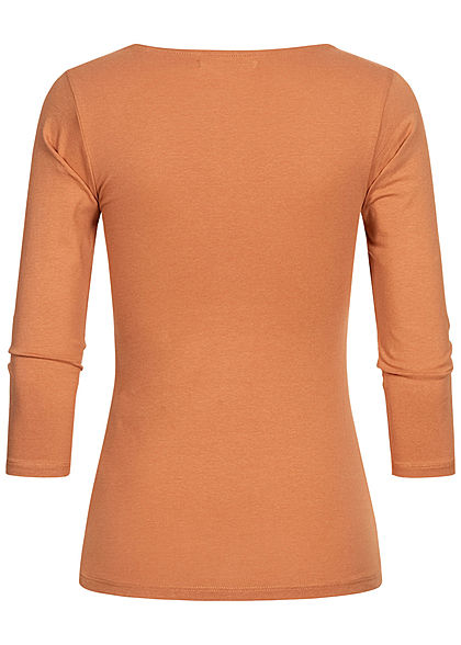 Hailys Damen 3/4 Arm V-Neck Longsleeve hazel braun