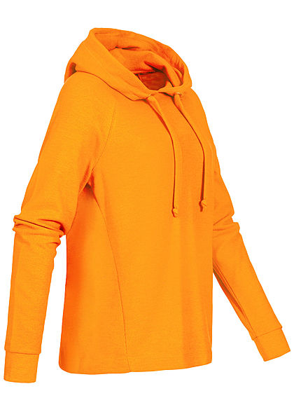 Tom Tailor Damen Ribbed Hoodie Nice Cosy Kapuze Tunnelzug orange gelb