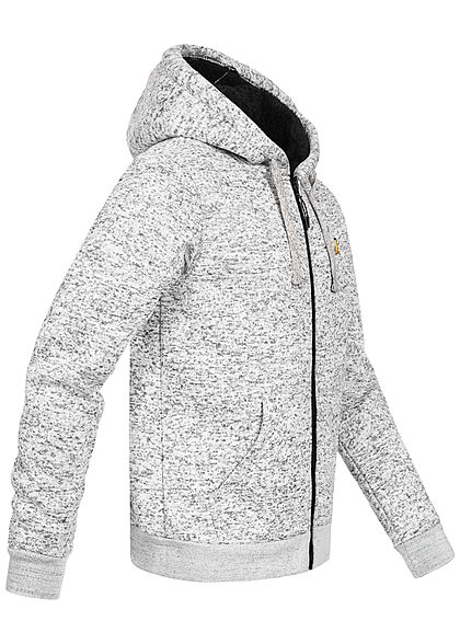 Brave Soul Herren Melange Zip-Hoodie Sweat Jacke Kapuze 2-Pockets hell grau