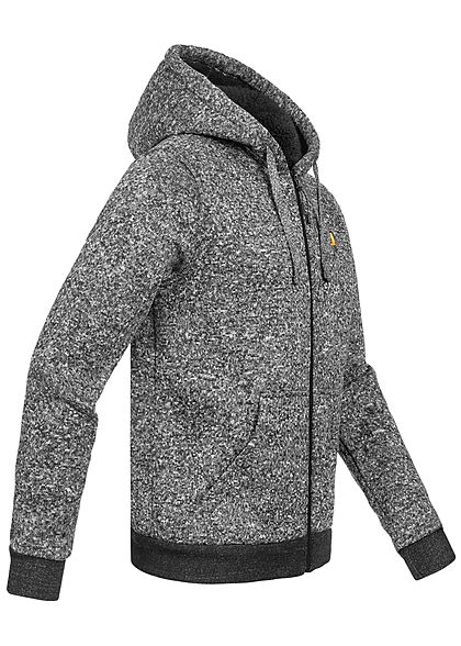 Brave Soul Herren Melange Zip-Hoodie Sweat Jacke Kapuze 2-Pockets schwarz grau