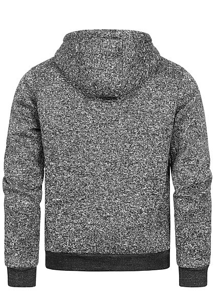 Brave Soul Herren Melange Zip-Hoodie Sweat Jacke Kapuze 2-Pockets schwarz grau