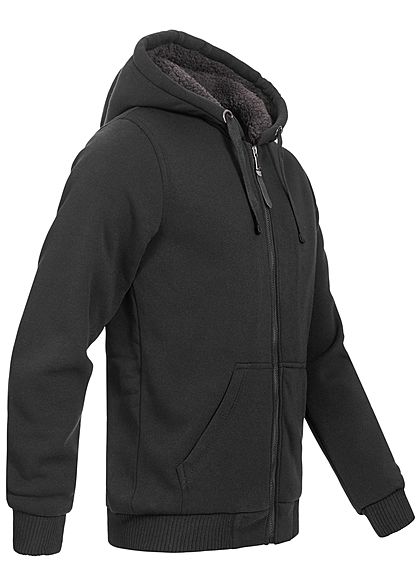 Brave Soul Herren Zip-Hoodie gefütterte Sweat Jacke Kapuze 2-Pockets schwarz charcoal