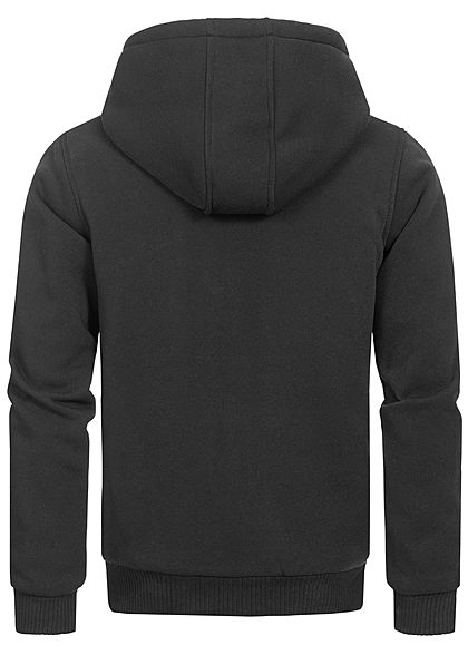 Brave Soul Herren Zip-Hoodie gefütterte Sweat Jacke Kapuze 2-Pockets schwarz charcoal