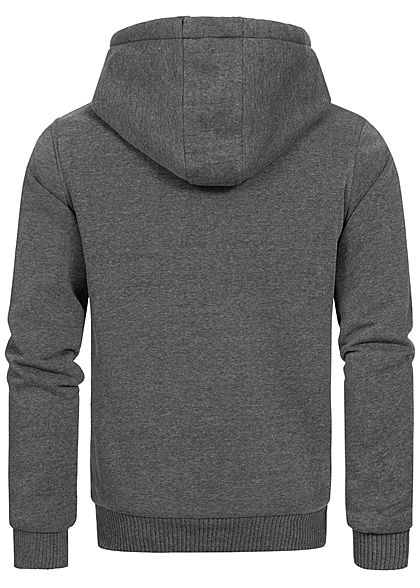 Brave Soul Herren Zip-Hoodie gefütterte Sweat Jacke Kapuze 2-Pockets charcoal d. grau