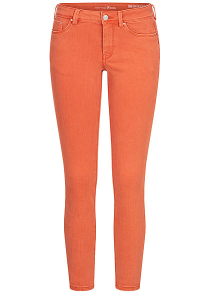 Tom Tailor Damen Ankle Skinny Jeans Hose Push-Up Effekt 5-Pockets burnt coral orange - Art.-Nr.: 20104855