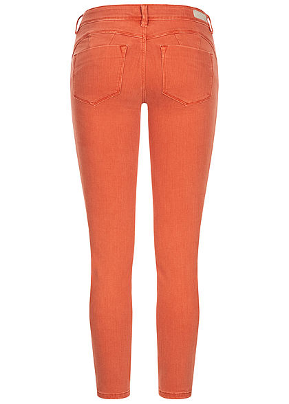 Tom Tailor Damen Ankle Skinny Jeans Hose Push-Up Effekt 5-Pockets burnt coral orange
