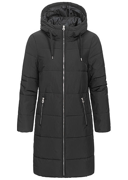 ONLY Dames Gewatteerde winterjas met kap en 2 zakken zwart
