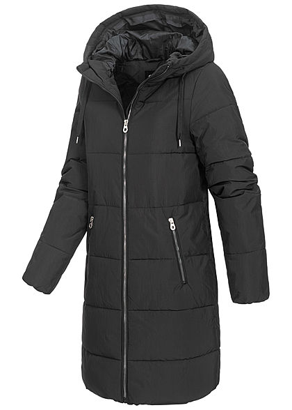 ONLY Dames Gewatteerde winterjas met kap en 2 zakken zwart